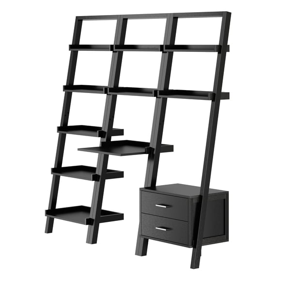 Winsome Bellamy 3Pc Leaning Desk and Shelf Set Black Finish