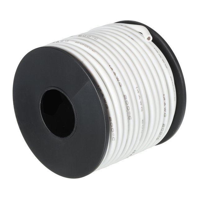 Unique Bargains Silicone Wire 14 AWG Stranded White Spool 15m Electrical Tinned Copper Wire for Car Model