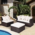 thumbnail image 3 of Gymax Ensemble de Conversation pour Patio en Rotin 4 Pcs Ensemble de Meubles d'Extérieur avec Coussin, 3 of 10