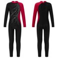 thumbnail image 3 of YONGHS Girls Long Sleeves Gymnastics Leotard Unitard Rhinestone Figure Skating Jumpsuit Bodysuit Burgundy 8, 3 of 7