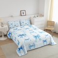 thumbnail image 3 of Erosebridal Girls Blue Bowknot Bedding Toddler Comforter Set, Cartoon Bow Down Comforter, Princess Decor, Reversible 2 Pieces, 3 of 7