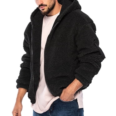 Men's Hoodies Sweatshirts for Men Men's Hoodies Casual Autumn/Winter Hooded Zipper Long Sleeved Pocket Jacket Loose Warm Everyday Trench Coat Sweatshirts Adult Male Clothing Black 3XL