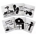 thumbnail image 1 of Inkdotpot Set of 6 Drink Coasters DecorativeNon,SlipCork Base4-inch Square PrintedCoastersEasy Clean- Farm Quotes, 1 of 8