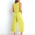 thumbnail image 3 of RKSTN Ensemble Deux Pièces pour Femme, Blouse Sans Manches à Col Rond de Couleur Unie et Pantalon Ample à Poches, Tenues d'Été, 3 of 7
