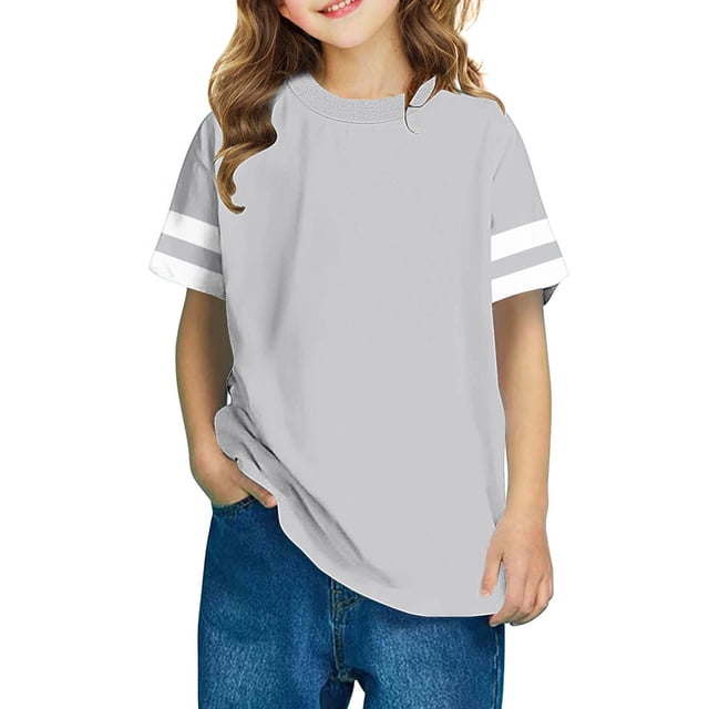 RXIRUCGD 2025 Vêtements d'Été pour Enfants, T-shirt à Rayures pour Garçons et Filles, Mode Mignon, Col Rond, Manches Courtes