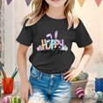thumbnail image 2 of 4t Fille Tout-Petit Extra Large Enfant Filles Pâques Mignon Graphique Col Rond Manches Courtes T-Shirt Décontracté d'Été, 2 of 4