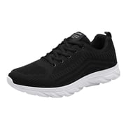 Men's Sneakers Fashion Mesh Mountaineering Casual Sport Shoes Breathable Lace-Up Solid Color Soft Bottom Running Athletic Footwear