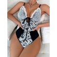 thumbnail image 3 of Classic Sexy Floral Lace Tie Front Teddy Bodysuit, 3 of 4
