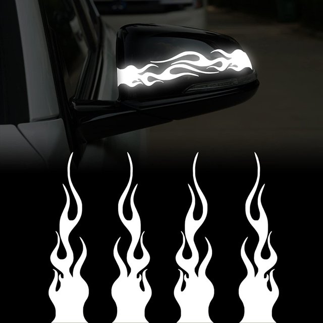 4 Pcs 5.9'' Autocollant Réfléchissant la Flamme pour Voiture de Course Ordinateur Portable skateboard Décalque