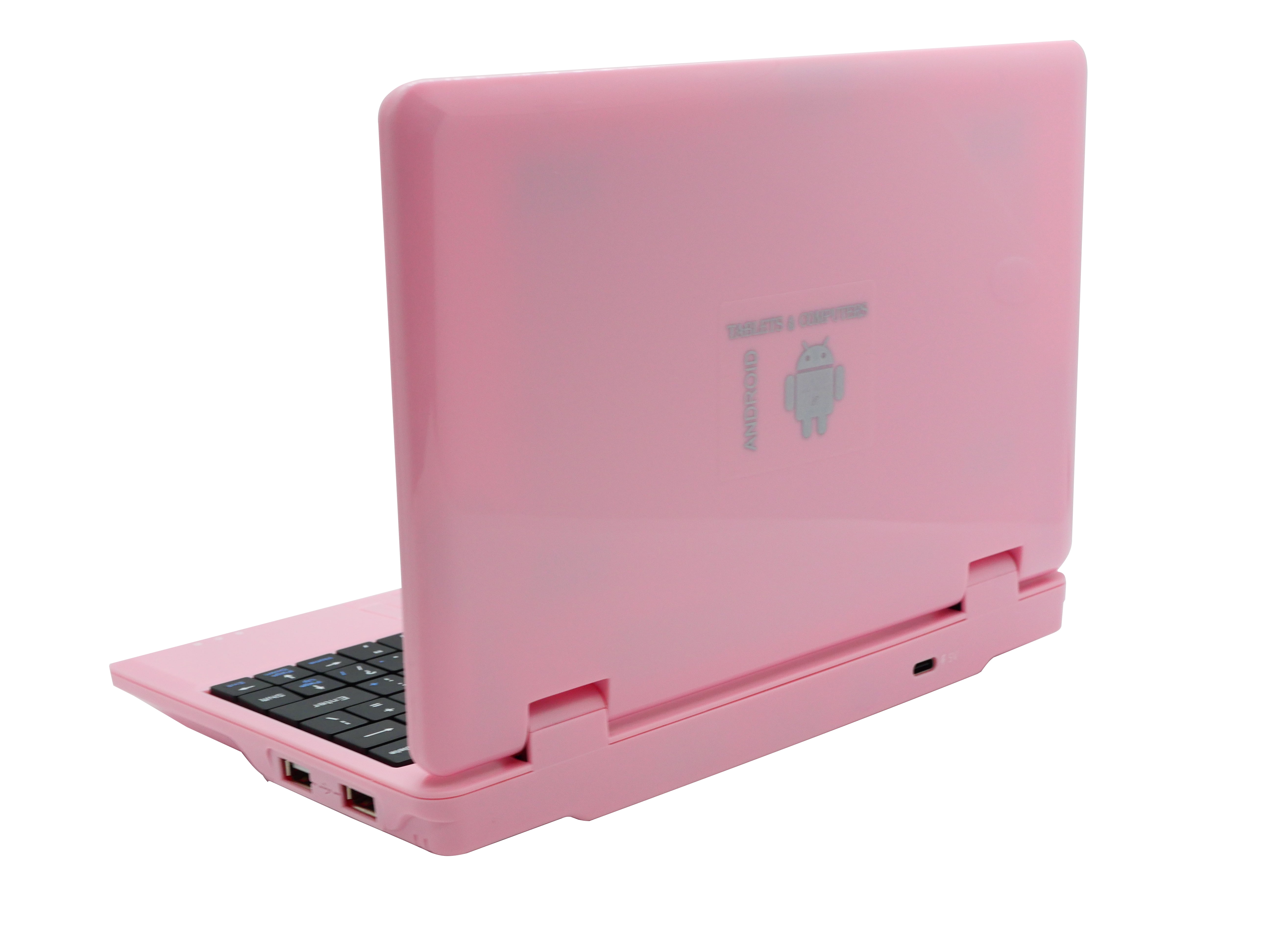 T&C Netbook Laptop Computer for Kids. Portable 7" Inch Screen powered by Android 13.0 Operating System, USB, Bluetooth, Wi-Fi- Pink