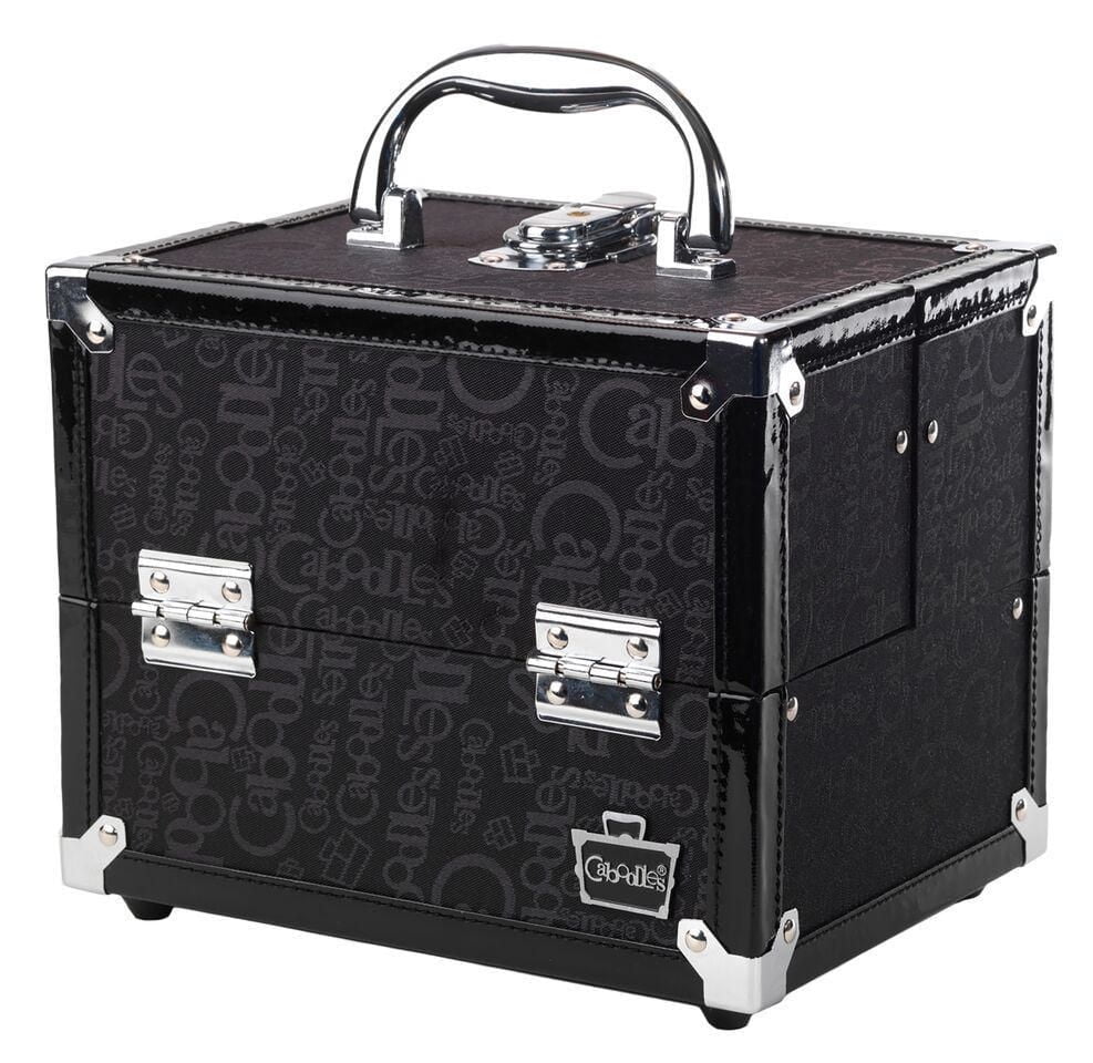 Caboodles 8.5 Inches Black Print Cosmetic Train Case - 4 Tray