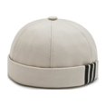 thumbnail image 1 of Youkk Casquette de Marin à Imprimé 3 Rayures, Style INS, Chaude, Style Docker, Élégante, Sans Bord, Chapeau Rond, Bonnet pour Beige, 1 of 6