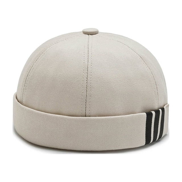 Youkk Casquette de Marin à Imprimé 3 Rayures, Style INS, Chaude, Style Docker, Élégante, Sans Bord, Chapeau Rond, Bonnet pour Beige