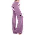 thumbnail image 2 of Timegard Womens Pants Workout Comfy High Waist Wide Leg Trousers Straight Solid Colar Pants with Button Pocket, 2 of 7