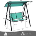thumbnail image 3 of Costway 2-Person Outdoor Patio Porch Swing Chair W/ Adjustable Canopy Turquoise, 3 of 7