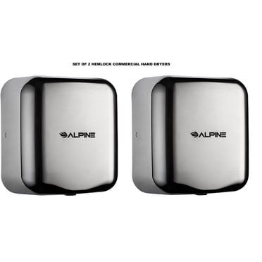 Alpine Industries Hemlock Séchoir à Mains Électrique Commercial Automatique à Grande Vitesse en Acier Inoxydable Chromé, Lot de 2