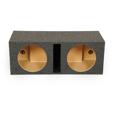 QPower QBASS 10 Boîtier Audio pour Voiture à Double Pouce avec Caisson de Basses, avec Fente, Port et Évent, Charbon