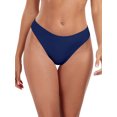 thumbnail image 1 of Ocean Blues Women's High Leg Bikini Bottom Mid Rise Swim Bottom Cheeky Navy Blue Bathing Suit Bottom, Size S, 1 of 7