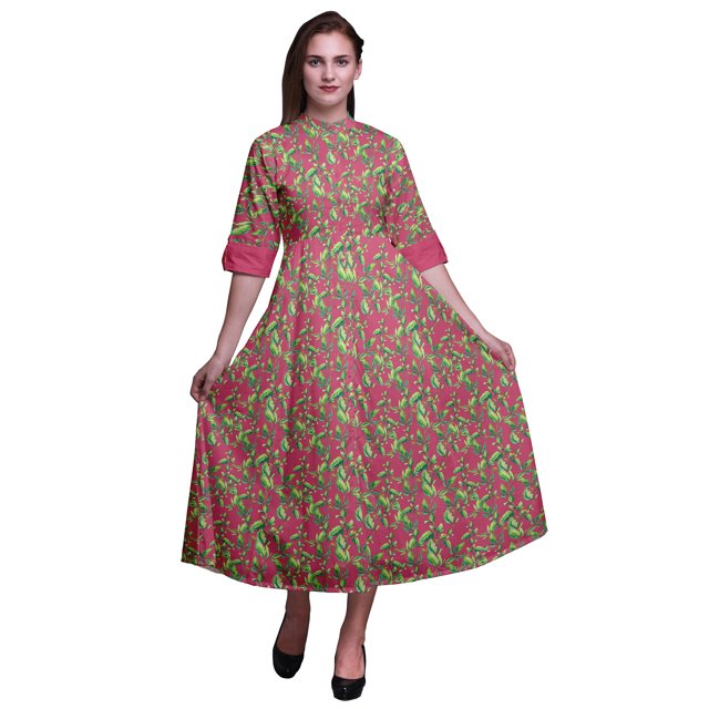 Bimba Robe Chemise Décontractée pour Femmes Imprimé Mi-Mollet Robe de Soirée-TTTG