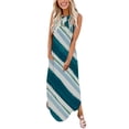 thumbnail image 1 of SMihono Robe Maxi Bohème d'Été pour Femmes Grande Taille Robe d'Été pour Femmes Design Décontracté Robe Dégradée Sans Manches Col Suspendu Col en V Longue Robe Robe de Plage Évasée, 1 of 5