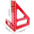 thumbnail image 2 of Jauge Carrée en Alliage d'Aluminium Angle 45/90 Degrés Règle en T 3D Outil de Mesure pour Menuisier (Rouge), 2 of 5