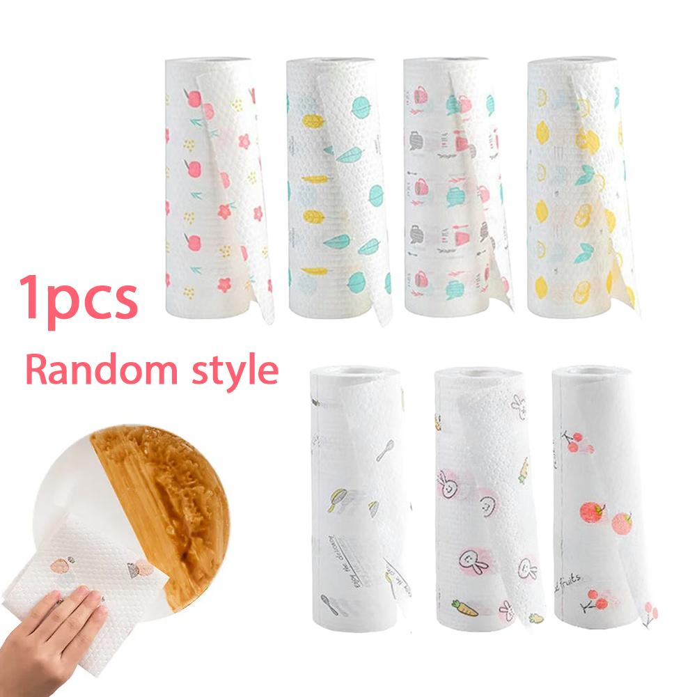 Lttoisl Reusable Non-Woven Kitchen Paper Towel Roll, Thick Absorbent Disposable Cleaning Wipes, Washable & Multi-Use Dish Cloths for Home Office Car Cleaning, 3 Rolls Equivalent