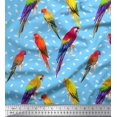 thumbnail image 1 of Soimoi Blue polyester Crepe Fabric Macaw Parrot Bird Fabric Prints By Yard 52 Inch Wide, 1 of 3