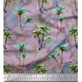 thumbnail image 1 of Soimoi Cotton Cambric Fabric Check,Text & Coconut Tree Printed Craft Fabric by The Yard 42 Inch Wide, 1 of 2