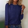 thumbnail image 2 of HKEJIAOI Polyester Long Sleeve Chemises pour Women Col Rond Solide Sortir Tops pour Women, 2 of 4