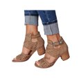 thumbnail image 4 of LUXUR Sandales Habillées à Talon Bloc Bas pour Femmes, Mode, à Boucle, Brun 10, 4 of 5