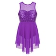 thumbnail image 1 of Jelory Robe de Danse Ballet pour Filles Enfants Jupe Dos Coupé à Sequins Compétition de Patinage sur Glace Violet 10, 1 of 7