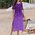 thumbnail image 4 of Ovzne Robes Grande Taille pour Femmes aux Formes Robe Femme Robe Décontractée d'Été pour Femmes Robe de Printemps à Manches Courtes avec Poches Robe de Plage Évasée Robe Décontractée Robe d'Été à Manches Courtes Imprimée Liquidation, 4 of 7