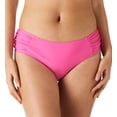 thumbnail image 1 of Ocean Blues Women's Full Coverage Bikini Bottom Mid Rise Ruched Sides Swim Bottoms Pink Size Large, 1 of 6