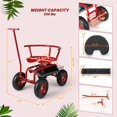 thumbnail image 3 of Costway Chariot de Jardin Roulant Siège de Travail de Jardinage Extérieur avec Hauteur Réglable et Rangement pour Outils Rouge, 3 of 10