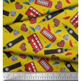 thumbnail image 3 of Soimoi Cotton Poplin Fabric Bus,Telephone Booth & London Clock Tower Architectural Printed Fabric 1 Yard 56 Inch Wide, 3 of 3
