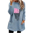 thumbnail image 2 of Jsaierl T-Shirts Cancer du Sein pour Femmes Hiver Longs Hauts en Polaire Duveteuse Mode Graphique Blouses Chaudes Manches Longues Col Rond Pull avec Poches, 2 of 4