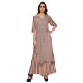 thumbnail image 1 of Moomaya Kurta Imprimée Col en V et Pantalon Palazzo Ensemble Robe Ethnique pour Femmes, 1 of 1