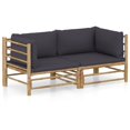 thumbnail image 1 of vidaXL 2 Piece Garden Lounge Set with Dark Grey Cushions Bamboo, 1 of 5