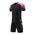 thumbnail image 2 of hengsof Ensemble de Maillot de Football à la Mode pour Enfants, Haut à Manches Courtes Col Ras du Cou, Short à Taille Élastique Tenue de Sport, Confortable Respirant Absorbant la Sueur Séchage Rapide Uniforme de Sport Deux Pièces, 2 of 4