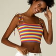 thumbnail image 4 of INSPIRE CHIC Camisole Tube d'Été à Bretelles Spaghetti à Nouer à Rayures Arc-en-Ciel pour Femmes, 4 of 6
