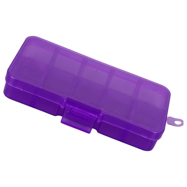 Thinsony 10 Grid Plastic Jewelry Removable Storage Box Beads Container Earring Purple 12.8x6.5x2.2cm 1Set