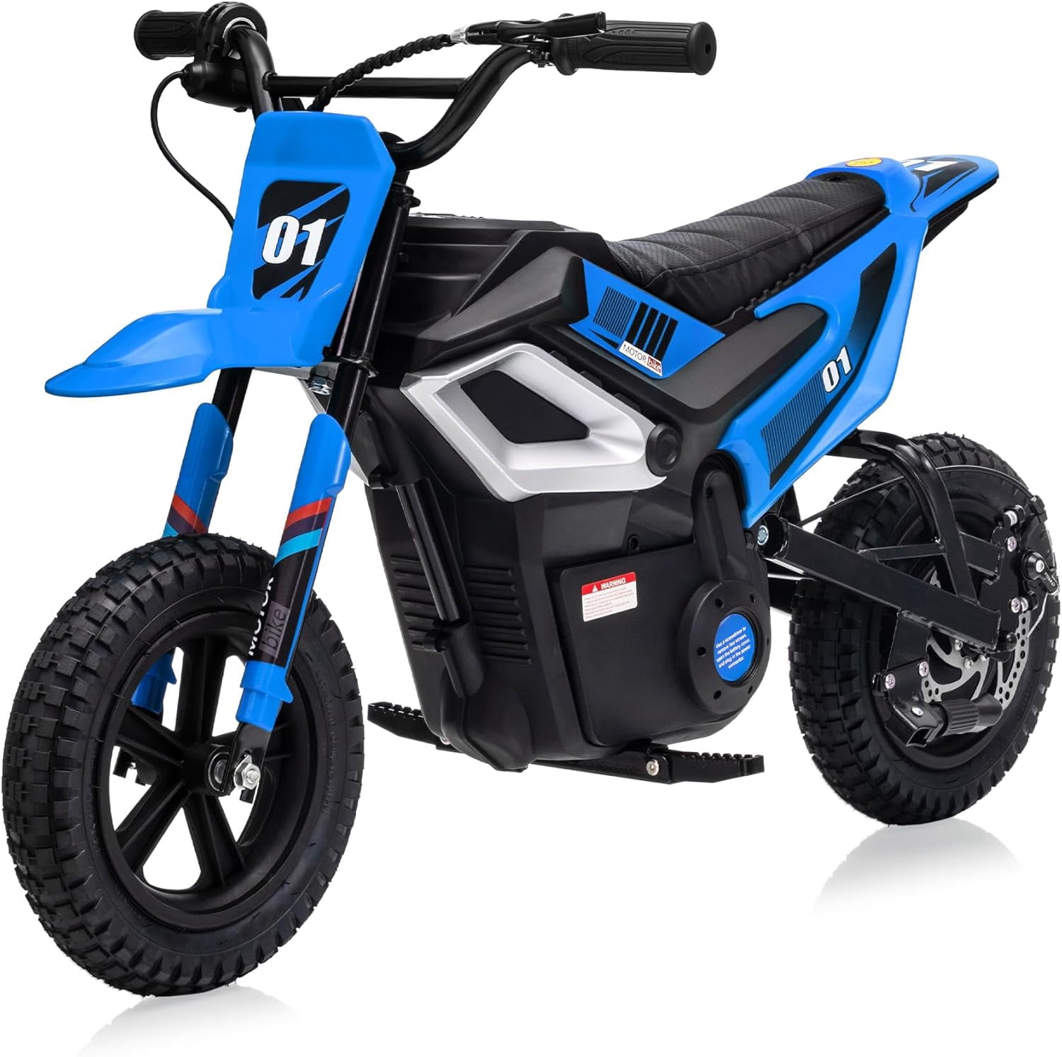 Kids Electric Dirt Bike 24V 350W 13.7 mph Rear Suspension Disc Brake Bluetooths USB Blue