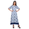thumbnail image 1 of Moomaya Robe Kurti Tunique Longue Ligne A pour Femmes, Manches au Coude, Kurti Décontractée Imprimée, 1 of 5