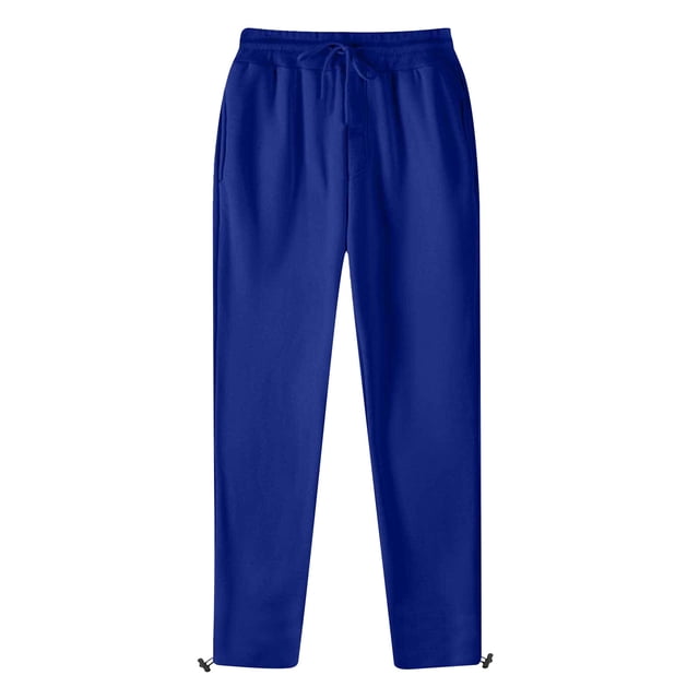 RKSTN Mens Pants Loose Soft Sports Leisure Pocket Solid Color Elastic Waist Drawstring Straight Leg Retractable Hem Design Long Pants Outdoor Hiking Workout Pants
