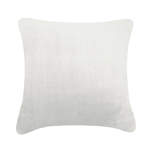 Luxurious Millano Soft Faux Fur Cushion Cover in white, 20 by 20 inches square with soft polyester faux fur texture and zipper closure, designed as a decorative throw pillow cover without insert, often used to update living room décor.