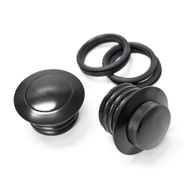 Krator Dual Black Pop Up Gas Cap Vented Flush Fuel Tank Compatible with 2001-2006 Harley Davidson FXSTBI Night Train