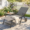 thumbnail image 2 of Outsunny Chaise Longue Pliante, Chaise de Bronzage Réglable à 5 Niveaux, Gris, 2 of 10