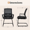 thumbnail image 3 of Costway Lot de 2 Chaises de Bureau pour Invités avec Soutien Lombaire, Dossier en Maille Respirante Sans Roues Noir, 3 of 7