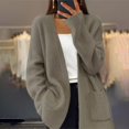 thumbnail image 1 of IMENGL Wool mid length solid knitted cardigan, Gray L, Size M-XL, 1 of 4
