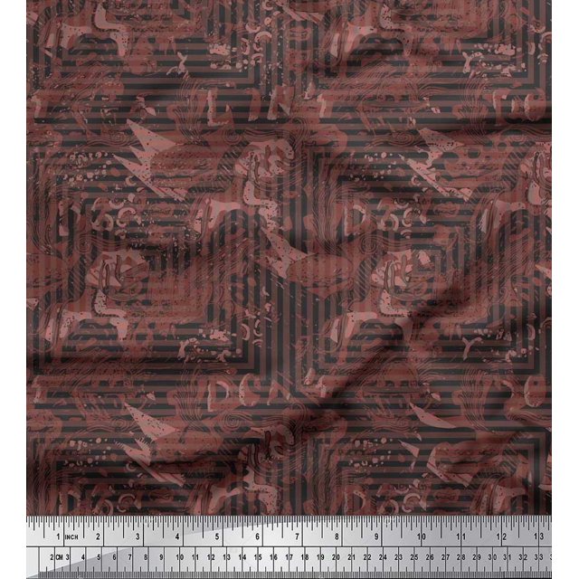 Soimoi Rayon Fabric Texture & Greek Key Geometric Decor Fabric Printed Yard 56 Inch Wide